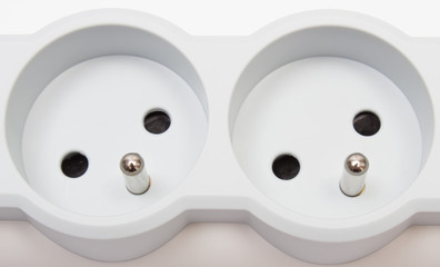 Electrical power strip on white background