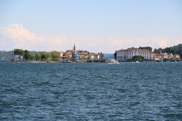 Isola Superiore and Isola Bella, Lake Maggiore view from Baveno, Italy 