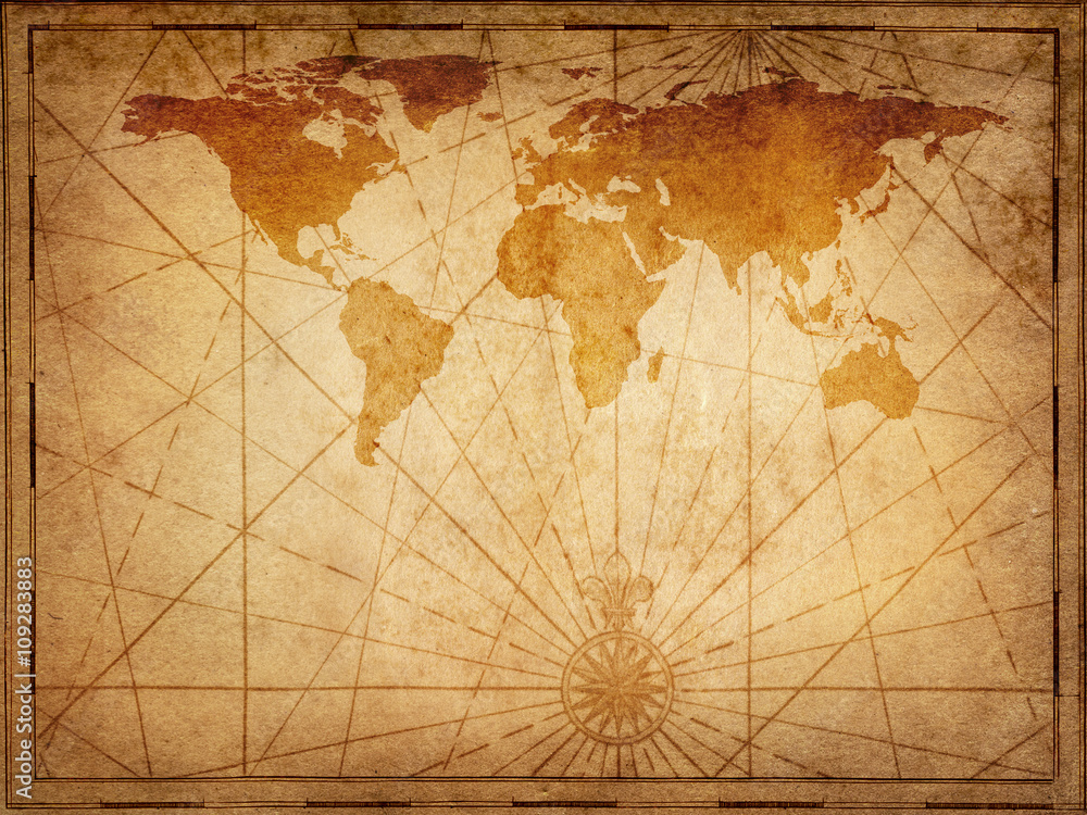 Poster Old map of the world. Elements of this Image Furnished by NASA.