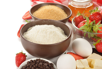 Ingredients for baking strawberries cake