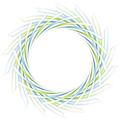 Abstract scratchy green and blue logo on white