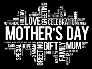 Fototapeta premium Mother's Day word cloud, care, love, family, motherhood concept