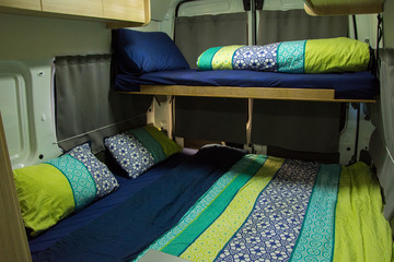 Bed in a new camper van 