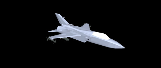 Fototapeta na wymiar one low-poly 3D model of aircraft Tornado. Black background