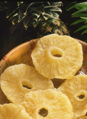 Dried Pineapples Sliced On A Bambo Platter