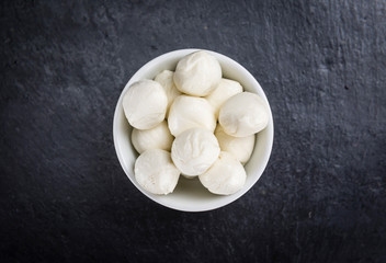 Mozzarella on a slate slab