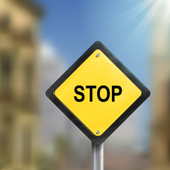 3d illustration of stop road sign