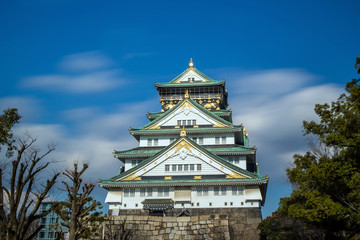 Osaka Castle with blue sky