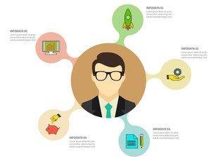 Infographic Template. Data Visualization. Can be used for workflow layout, number of options, steps, diagram, graph, presentation, round chart and web design. Vector illustration