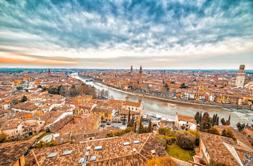 Roofs of Verona in Italy