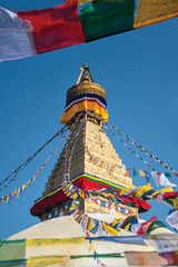 Boudhanath stupa surrounding with prayer flags, Kathmandu, Nepal