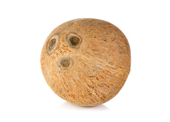 mature coconut for oil preparing and coconut milk on white backg
