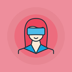 Woman with VR glasses icon