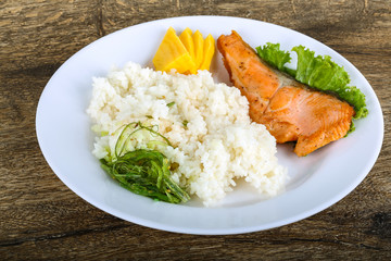 Roasted salmon steak
