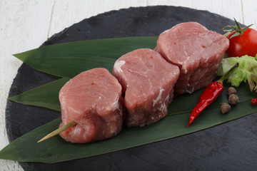 Raw pork fillet mignon