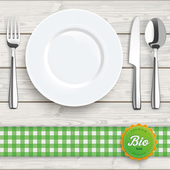 Wood Cloth Knife Fork Spoon Plate Bio Quality