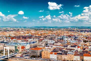 Streets and buildings of Budapest in Hungary