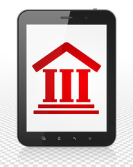 Law concept: Tablet Pc Computer with Courthouse on display