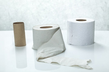 toilet paper from recycled materials in a roll