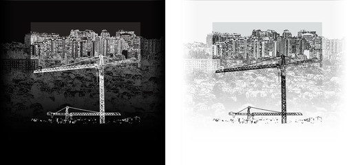 Cityscape black and white day and night
