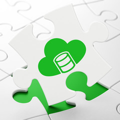 Software concept: Database With Cloud on puzzle background