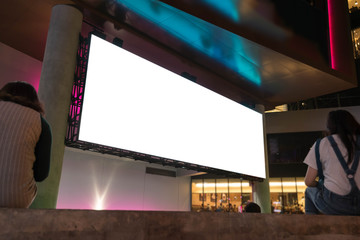 Night scene balnk bill board in city