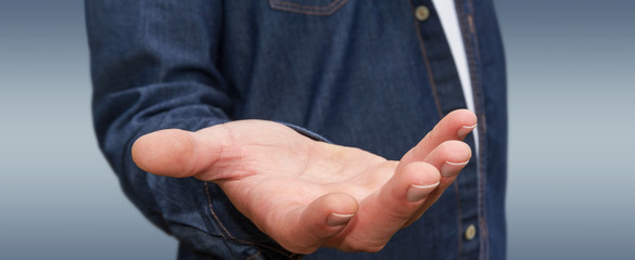 Young man on colorful background
