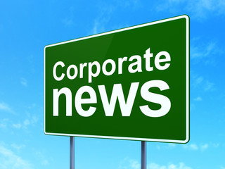 News concept: Corporate News on road sign background