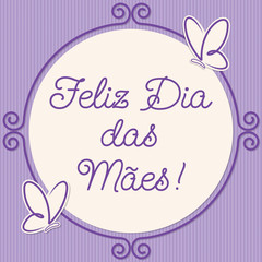 Butterfly doodle frame Mother's Day card in vector format.