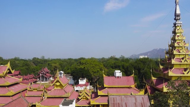 Panorama of Royal Palace in Mandalay, Myanmar (Burma), 4k
