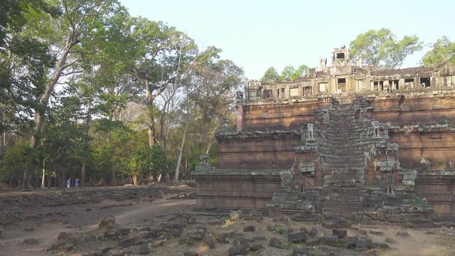 The temples in Angkor Wat, Siem Reap, Cambodia, pan view, 4k
