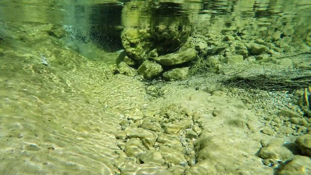 underwater alpine little creek water