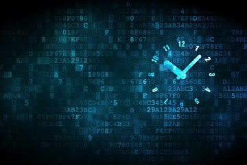 Timeline concept: Clock on digital background