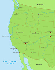 Westküste der USA - Karte
