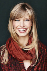 Portrait of beautiful woman in red, portrait