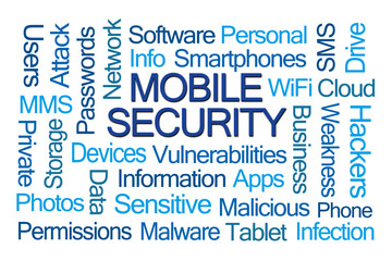 Obraz premium Mobile Security Word Cloud