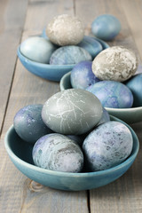 Blue and grey Easter eggs