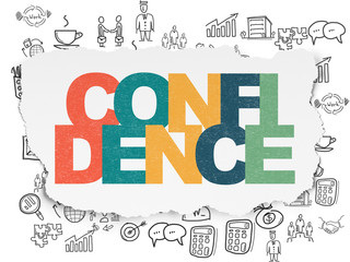 Finance concept: Confidence on Torn Paper background