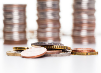 Coins isolated on white background