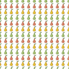 Seamless pattern background with red, yellow, green pears