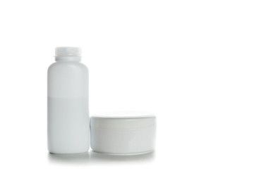 Cosmetic containers isolated on white