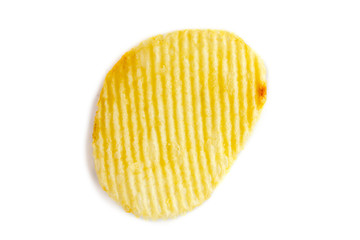 potato chip on white background close-up