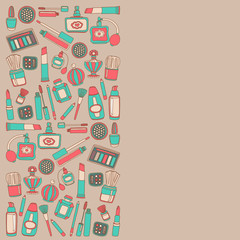 Vector doodle set of perfume and cosmetics