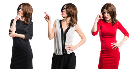 Fototapeta premium Brunette woman thinking