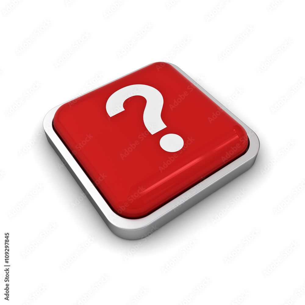 Poster Question mark button isolated over white background with shadow. 3D rendering