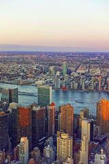 Aerial view on Midtown Manhattan and Long Island