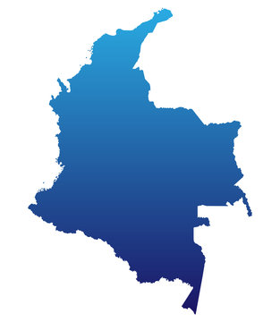 Karte von Kolumbien - Blau (einzeln)