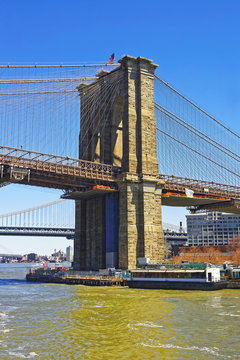 Brooklyn bridge above East River
