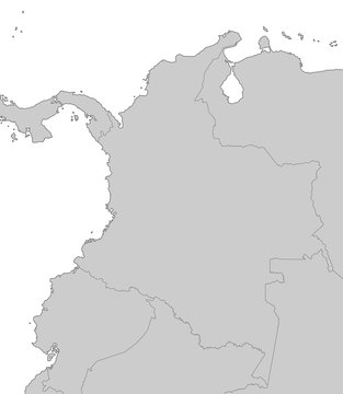 Karte von Kolumbien in Grau