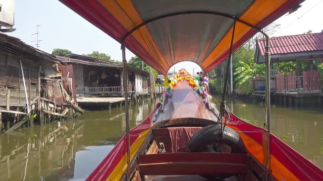 Boating on the canals of Bangkok, Thailand, 4k
